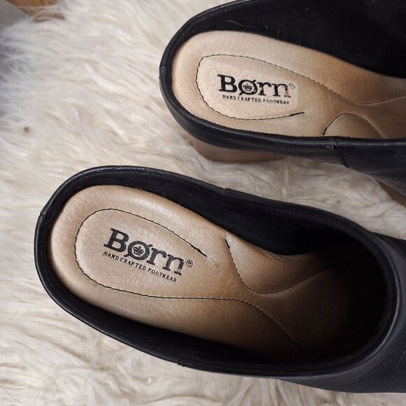 Born Todd Heeled Mules Black With Chunky Heel 8 - Picture 5 of 7